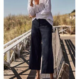 NWT! J Jill Pants Striped Stretch Comfort Cropped Wide Leg Capri SZ 14
